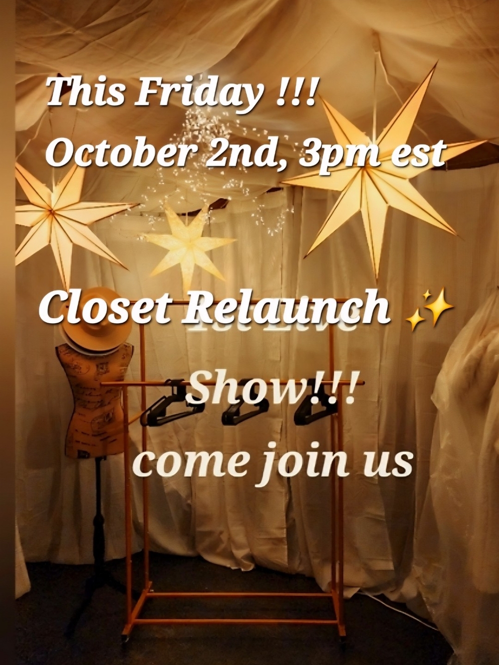 Closet RELAUNCH !!! Friday October 2nd @3PM est